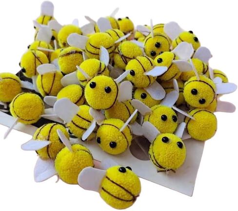 Essivox 10Pcs Decorative Felt Bumble Bees with Pom Poms, Mini Craft Figures for DIY Projects, Party Supplies in Kuwait