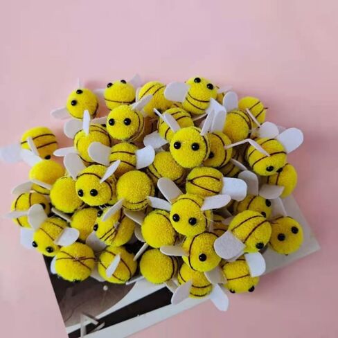 Essivox 10Pcs Decorative Felt Bumble Bees with Pom Poms, Mini Craft Figures for DIY Projects, Party Supplies in Kuwait