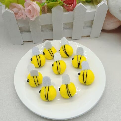 Essivox 10Pcs Decorative Felt Bumble Bees with Pom Poms, Mini Craft Figures for DIY Projects, Party Supplies in Kuwait