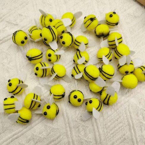 Essivox 10Pcs Decorative Felt Bumble Bees with Pom Poms, Mini Craft Figures for DIY Projects, Party Supplies in Kuwait