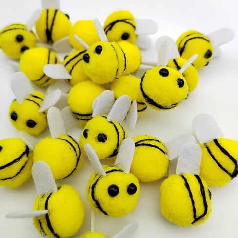 Essivox 10Pcs Decorative Felt Bumble Bees with Pom Poms, Mini Craft Figures for DIY Projects, Party Supplies in Kuwait