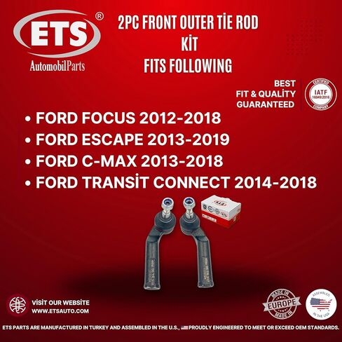 ETS 2Pc Front Outer Tie Rod End Kit ES800955, ES800954 Fits Ford Escape 2013-2019 / Focus 2012-2018 / Transit Connect 2014-2018 / C-Max 2013-2018 / Lincoln MKC 2015-2019 in Kuwait