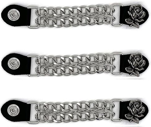 Motorcycle Vest Extenders for Women - 3 PCS Leather Vest Extensions for Biker - Durable Double Chrome Chains in Kuwait