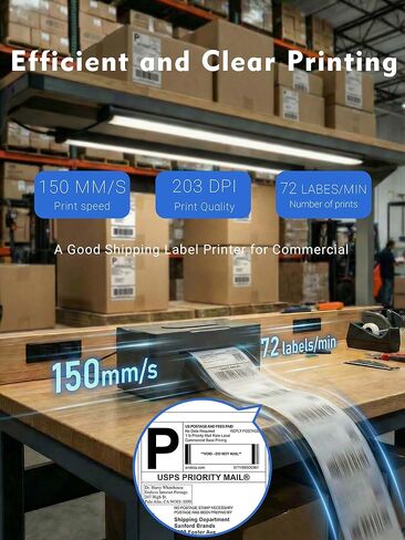 طابعة ملصقات الشحن الحرارية Forc Bluetooth، طابعة ملصقات حرارية لاسلكية 4x6 للشركات الصغيرة، متوافقة مع Android وiPhone وWindows وMac، وتستخدم على نطاق واسع لـ Amazon وEtsy وUSPS والمزيد in Kuwait