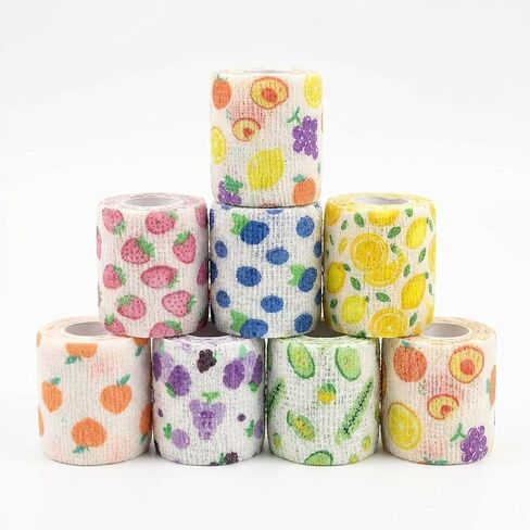8 Rolls Colorful Self Adhesive Bandage Wrap, Self Adhering Bandage Wrap Nail Finger Protectors, No Residue Breathable Knitting Craft Tools, Protective Gear for Needlework Embroidery Style Item in Kuwait