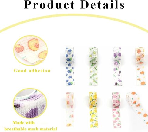 8 Rolls Colorful Self Adhesive Bandage Wrap, Self Adhering Bandage Wrap Nail Finger Protectors, No Residue Breathable Knitting Craft Tools, Protective Gear for Needlework Embroidery Style Item in Kuwait
