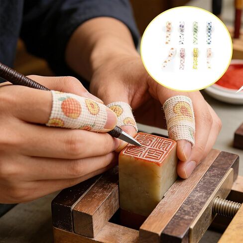8 Rolls Colorful Self Adhesive Bandage Wrap, Self Adhering Bandage Wrap Nail Finger Protectors, No Residue Breathable Knitting Craft Tools, Protective Gear for Needlework Embroidery Style Item in Kuwait
