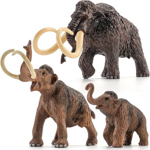 Totsmlie 3PCS 6" Woolly Mammoth Family Toy Figurines, Solid Prehistoric Animals Toys for Kids 3 4 5 6+, Educational Toy for Boys Girls, Suitable for Cake Decoration Kids Birthday Gifts Party Favors in Kuwait
