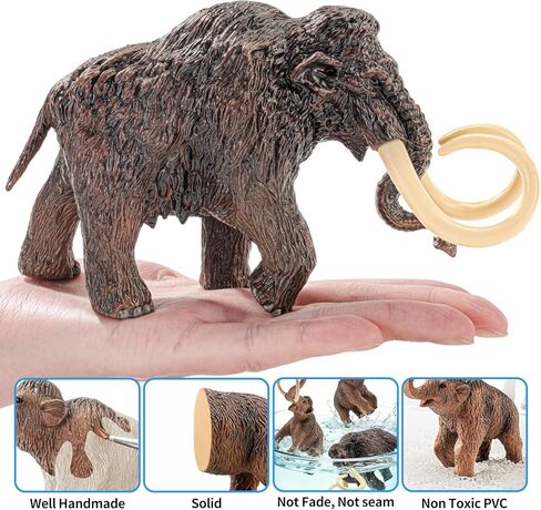 Totsmlie 3PCS 6" Woolly Mammoth Family Toy Figurines, Solid Prehistoric Animals Toys for Kids 3 4 5 6+, Educational Toy for Boys Girls, Suitable for Cake Decoration Kids Birthday Gifts Party Favors in Kuwait