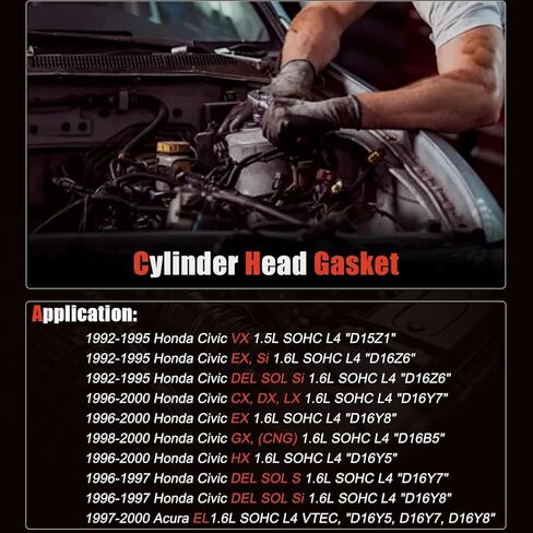 حشية رأس الاسطوانة من AUCERAMIC 9915PT مناسبة 1992-2000 لسيارة Honda Civic 1997-2000 لسيارة Acura EL 1.6L L4 SOHC in Kuwait