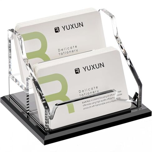 YUXUN حامل بطاقة عمل أسود لفتحة المكتب-1، حامل بطاقة عمل أكريليك للنساء والرجال، 50+ حامل عرض بطاقات العمل للمعارض، المنزل، المكتب in Kuwait