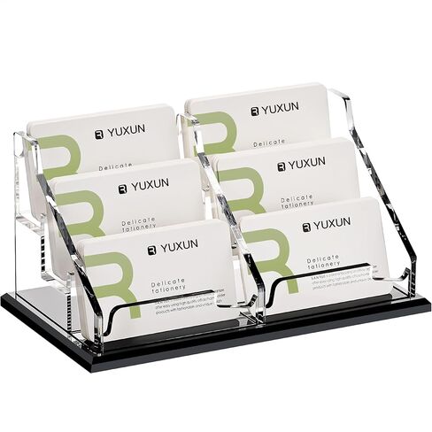 YUXUN Black Business Card Holder for Desk-1 Slot, Acrylic Business Card Holder for Women Men,50+ Business Cards Display Stand for Exhibition, Home, Office in Saudi Arabia