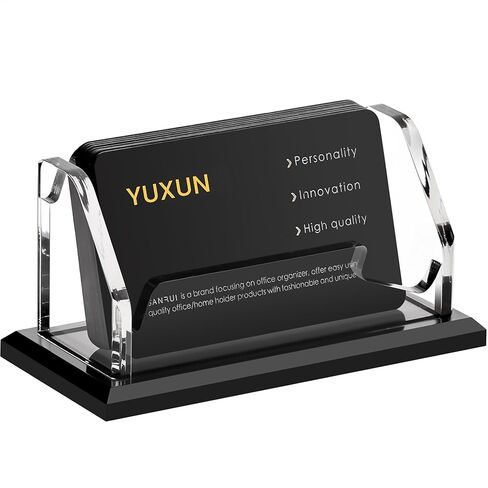 YUXUN Black Business Card Holder for Desk-1 Slot, Acrylic Business Card Holder for Women Men,50+ Business Cards Display Stand for Exhibition, Home, Office in Saudi Arabia