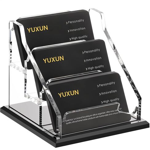 YUXUN Black Business Card Holder for Desk-1 Slot, Acrylic Business Card Holder for Women Men,50+ Business Cards Display Stand for Exhibition, Home, Office in Saudi Arabia