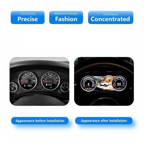 أداة عنقودية رقمية للسيارة متوافقة مع جيب رانجلر JK 2011-2017 LCD عداد السرعة لوحة عرض لوحة القيادة الافتراضية قمرة القيادة Linux OS in Kuwait