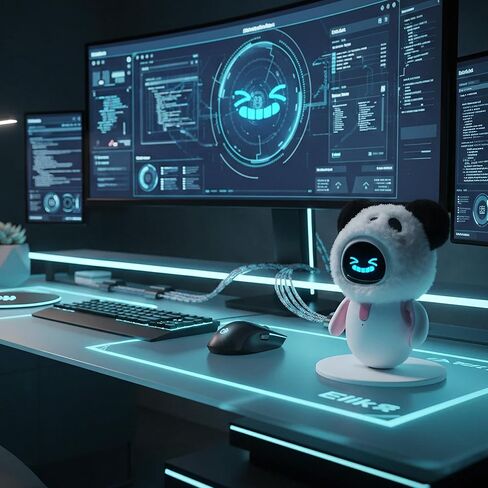 قبعة باندا لطيفة من القطيفة، متوافقة مع روبوت Eilik، عصابة رأس حيوانات مرحة، إكسسوار زي روبوت من الفرو الصناعي الناعم من Kawaii in Kuwait