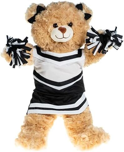 Black and White Cheerleader Uniform for 6 to 10 Inch Stuffed Animals Cheer Outfit Clothes for Plush Dolls, Teddy Bears, and Soft Toys for Kids Play, Dress-Up Costume, Fashion Accessory Gift in Kuwait