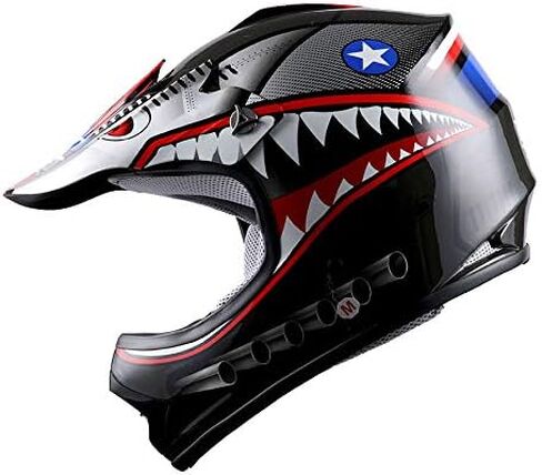 خوذة WOW Youth Kids Motocross BMX MX ATV Dirt Bike Mountain Helmet باللون الأسود العاصف in Kuwait