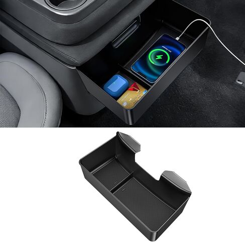 منظم وحدة التحكم المركزية YPHUIKI لـ 2019-2026 Chevy Silverado/GMC Sierra 1500 و2020-2026 Silverado/Sierra 2500HD 3500HD الملحقات الداخلية علبة صندوق تخزين معلقة (مقعد منفصل قابل للطي فقط) in Kuwait