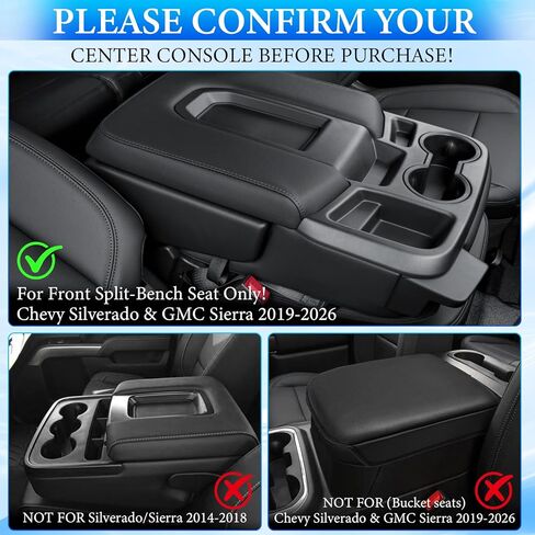 منظم وحدة التحكم المركزية YPHUIKI لـ 2019-2026 Chevy Silverado/GMC Sierra 1500 و2020-2026 Silverado/Sierra 2500HD 3500HD الملحقات الداخلية علبة صندوق تخزين معلقة (مقعد منفصل قابل للطي فقط) in Kuwait
