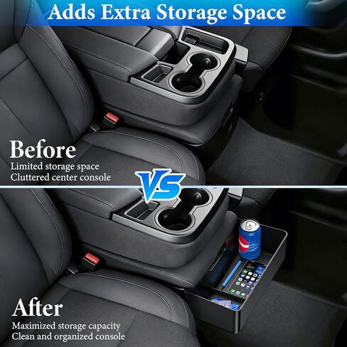 منظم وحدة التحكم المركزية YPHUIKI لـ 2019-2026 Chevy Silverado/GMC Sierra 1500 و2020-2026 Silverado/Sierra 2500HD 3500HD الملحقات الداخلية علبة صندوق تخزين معلقة (مقعد منفصل قابل للطي فقط) in Kuwait