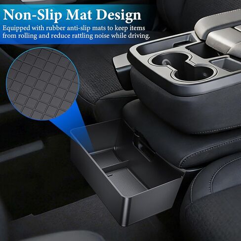 منظم وحدة التحكم المركزية YPHUIKI لـ 2019-2026 Chevy Silverado/GMC Sierra 1500 و2020-2026 Silverado/Sierra 2500HD 3500HD الملحقات الداخلية علبة صندوق تخزين معلقة (مقعد منفصل قابل للطي فقط) in Kuwait