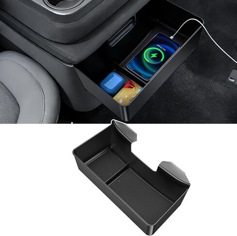 منظم وحدة التحكم المركزية YPHUIKI لـ 2019-2026 Chevy Silverado/GMC Sierra 1500 و2020-2026 Silverado/Sierra 2500HD 3500HD الملحقات الداخلية علبة صندوق تخزين معلقة (مقعد منفصل قابل للطي فقط) in Kuwait