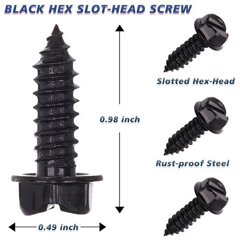 Black License Plate Screws 8 Pcs Rust-Proof Finish, Eco-Friendly Srews for Front & Rear Plates, Lead-Free & Nickel-Free, Anti-Rattle Bolts for Domestic Vehicles in Kuwait