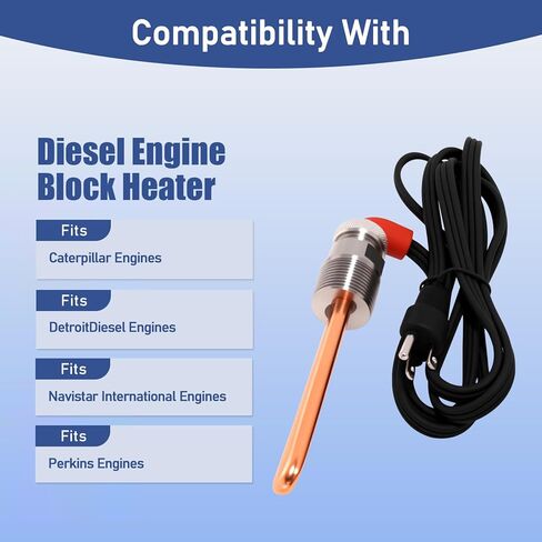 8605556 Heavy-Duty Engine Block Immersion Heater, Fit for Caterpillar, Detroit Diesel, Navistar International, Perkins, and Other Brands – 120V 1500W in Kuwait