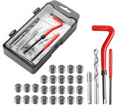 Car Thread Repair Kit, M6 X 1.0 Vehicle HSS Drill Heli Coil Repair Kit with 20PCS Inserts, Portable Automotive Rethreading Repairing Accessories, Universal for SUV RV Truck in Kuwait