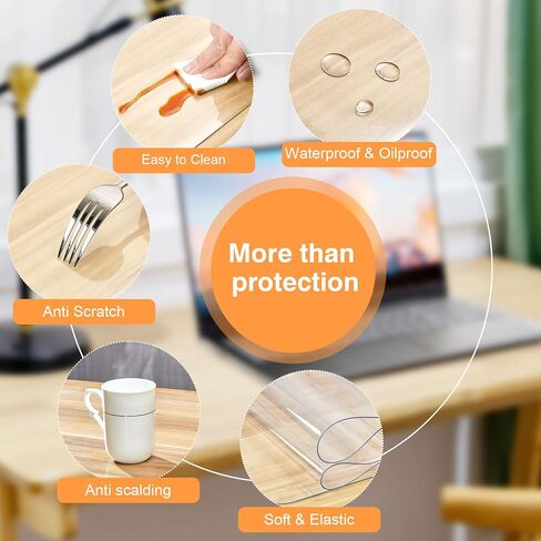 Clear Desk Mat, 35.4"x15.7" inch Large PVC Desk Protector Pad, Waterproof Non-Slip Round Edge Wipeable Writing Mat, Table Protector for Home Office in Kuwait