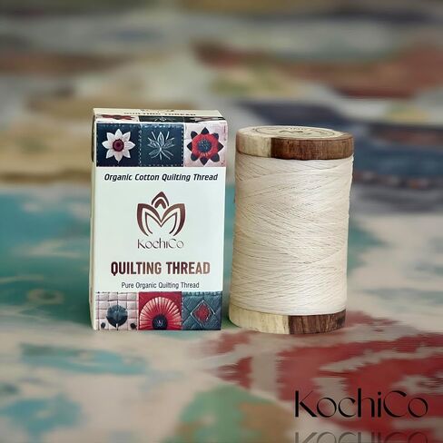 Kochico S980-0100 خيط قطني لخياطة اللحف اليدوية - 350 ياردة، أبيض - خيط قوي وناعم ومنخفض الوبر لمشاريع خياطة اللحف اليدوية in Kuwait