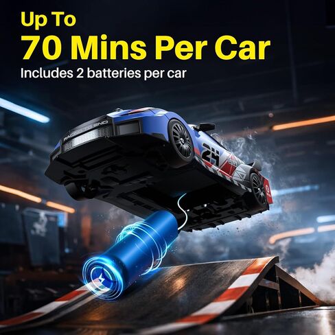 Geyiie 2 Pack RC Drift Cars, 1:24 Remote Control Car Set, Up to 70 Mins Per Car, LED Lights, Mini Track Barriers & Challenge Cards, 2 Player Indoor Gift for Boys & Girls in Kuwait