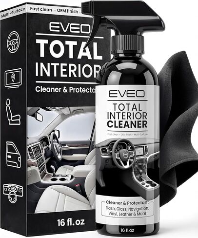 EVEO Total Car Interior Cleaner Kit - Interior Car Cleaner, Car Seat Cleaner & Car Cleaning Supplies - Car Screen Cleaner, Interior Car Cleaning kit for Leather, Vinyl, Glass & Plastic & More - 16oz in Kuwait