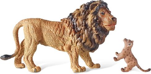 Keena 8PCS Realistic Lion Figurines with Lion Cubs, 2-8" Jungle Animals Figures Family Set Includes Baby Lions, Educational Toy Cake Toppers Christmas Birthday Gift for Kids Toddlers in Saudi Arabia