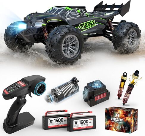 Hosim 1/10 سيارات RC بدون فرش للبالغين، سيارة تحكم عن بعد سريعة 60+ KPH، 4x4 على الطرق الوعرة شاحنة RC كبيرة لجميع التضاريس، شاحنة الوحش RC المقاومة للماء، سيارات RC الكهربائية من فئة الهوايات هدية للأطفال in Kuwait