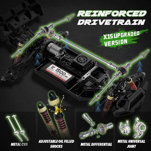 Hosim 1/10 سيارات RC بدون فرش للبالغين، سيارة تحكم عن بعد سريعة 60+ KPH، 4x4 على الطرق الوعرة شاحنة RC كبيرة لجميع التضاريس، شاحنة الوحش RC المقاومة للماء، سيارات RC الكهربائية من فئة الهوايات هدية للأطفال in Kuwait
