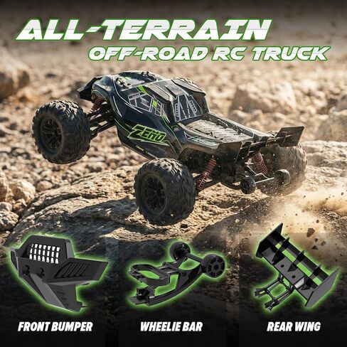 Hosim 1/10 سيارات RC بدون فرش للبالغين، سيارة تحكم عن بعد سريعة 60+ KPH، 4x4 على الطرق الوعرة شاحنة RC كبيرة لجميع التضاريس، شاحنة الوحش RC المقاومة للماء، سيارات RC الكهربائية من فئة الهوايات هدية للأطفال in Kuwait