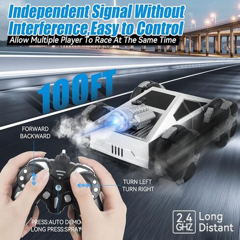 Remote Control Car,RC Cars for Boys 4-7 8-12, 4WD High Speed All Terrain Remote Control Monster Truck, 1:16, 2.4GHZ Monster Truck Toy with LED Lights & Spray,Kids Christmas Birthday Gift for Boys in Kuwait