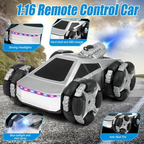 Remote Control Car,RC Cars for Boys 4-7 8-12, 4WD High Speed All Terrain Remote Control Monster Truck, 1:16, 2.4GHZ Monster Truck Toy with LED Lights & Spray,Kids Christmas Birthday Gift for Boys in Kuwait