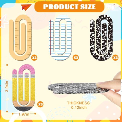 12 Pcs Teacher Acrylic Jumbo Paper Clips Teacher Appreciation Gifts 4 Inch Graduation Paperclip Bookmark for Notebook Pagination Mark Back to School Supplies End of The Year Student Office Classroom in Kuwait
