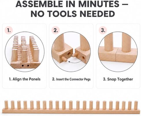FVUILH Chunky Blanket Loom Kit for DIY Throw Blankets, 48'' Adjustable Solid Wood Hand Knitting Tool for Chunky Yarn, Beginner Friendly Craft Board, No Needles Required in Kuwait