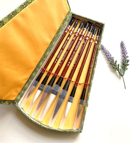 7Pcs Chinese Calligraphy Brushes Set Painting Brush Weasel Hair Writing Brush Goat Hair Drawing Brush Chinese Traditional Pen Ink Writing Brush Watercolor Brush in Kuwait
