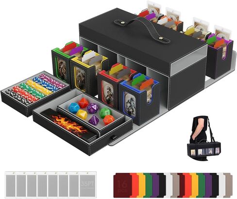 Magic MTG Deck Box & Playmat Storage Box Premium Commander Deck Box, 8 100+ Card Decks Plus & Dice Tray, Strong Magnetic Collectible Card Box, Shoulder Strap, Cards Hold Display Window for TCG/PTCG in Saudi Arabia