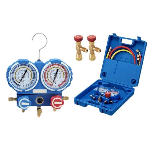 1 قطعة VMG-2-R410A-B/R22 مجموعة قياس مشعب التبريد R410A R22 68 مللي متر مشعب الألومنيوم مقياس مزدوج مع زجاج البصر (VMG-2-R22-B) in Kuwait