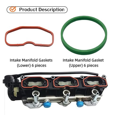079129717B Upper & Lower Intake Manifold Gasket Set - 12 Pcs - Compatible with Audi 3.0T S4 S5 A6 A7 A8 Q5 Q7 SQ5 (2009-2019) - Replaces OE#079129717D in Kuwait