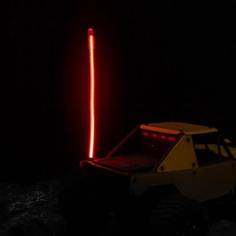 قطعتان من مصابيح هوائي RC LED، هوائي سوط مرن RC قابل للقطع، هوائي متوهج سهل التوصيل والتشغيل للسيارات والقوارب RC (الضوء الأحمر) in Kuwait