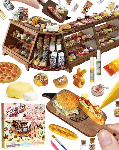 iLAND Fun Craft Kits for Kids Cute Clay Bakery Shop DIY Set، ألعاب الأطفال الإبداعية الفتيات 6-8-10، 1: 6 ألعاب طعام مصغرة تناسب شكل الدمية 9-12"، أفضل هدية عيد ميلاد جديدة للفتيات في سن 7 9 11 in Kuwait