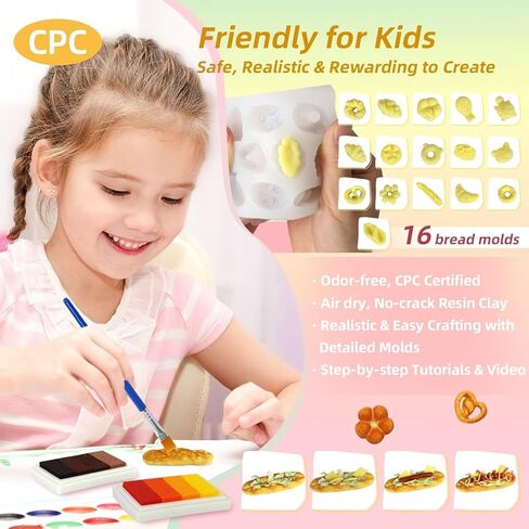 iLAND Fun Craft Kits for Kids Cute Clay Bakery Shop DIY Set، ألعاب الأطفال الإبداعية الفتيات 6-8-10، 1: 6 ألعاب طعام مصغرة تناسب شكل الدمية 9-12"، أفضل هدية عيد ميلاد جديدة للفتيات في سن 7 9 11 in Kuwait