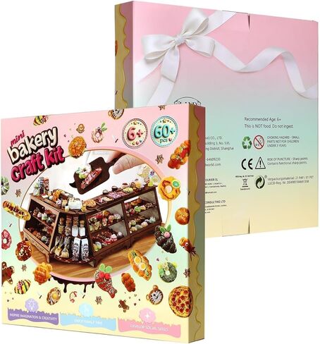 iLAND Fun Craft Kits for Kids Cute Clay Bakery Shop DIY Set، ألعاب الأطفال الإبداعية الفتيات 6-8-10، 1: 6 ألعاب طعام مصغرة تناسب شكل الدمية 9-12"، أفضل هدية عيد ميلاد جديدة للفتيات في سن 7 9 11 in Kuwait
